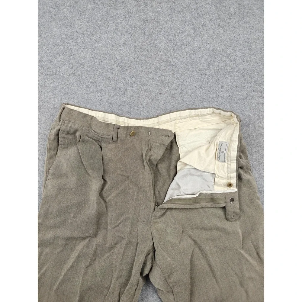 Ermenegildo Zegna Pants Mens 40 Beige Wool Pleated‎ Dress Classic Fit Trousers